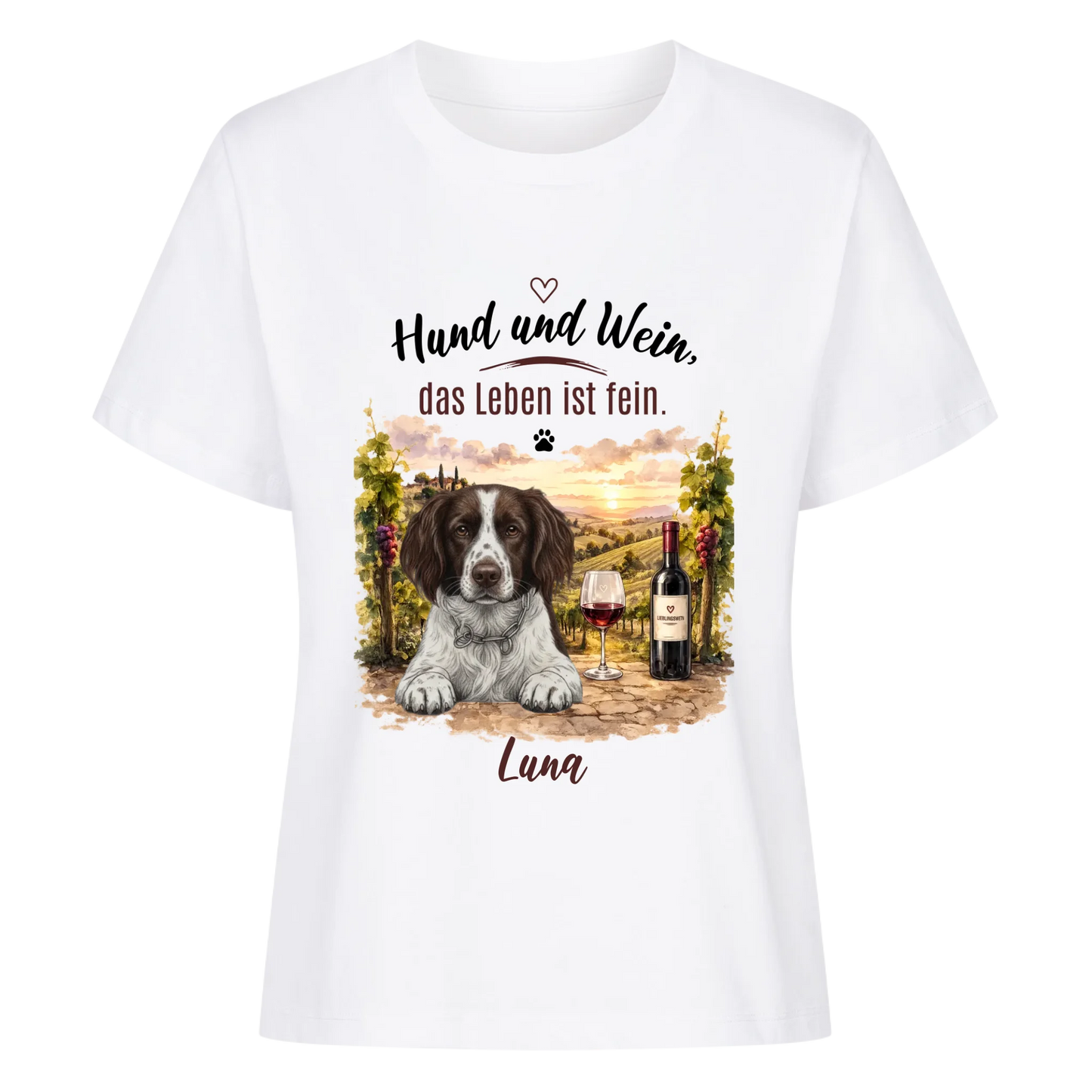 Hund und Wein, das Leben ist fein. - Tshirt personalisierbar