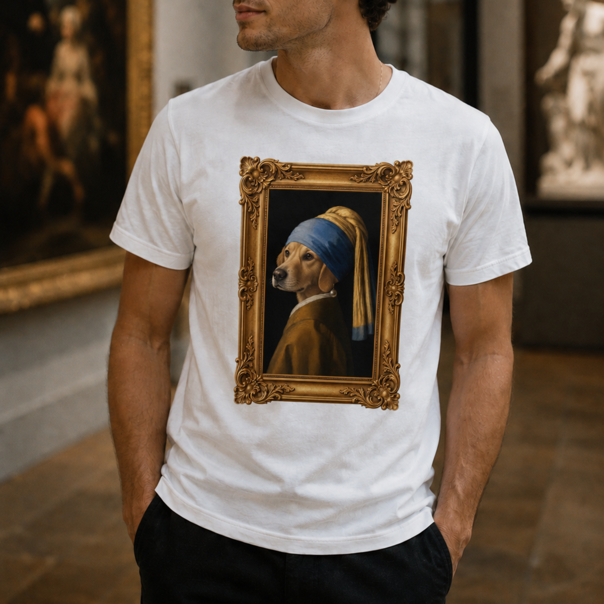 Personalisiertes Unisex-Tshirt - Das Mädchen mit dem Perlenohrring.